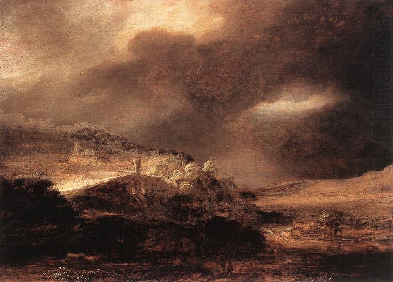 Stormy Landscape wsty, REMBRANDT Harmenszoon van Rijn